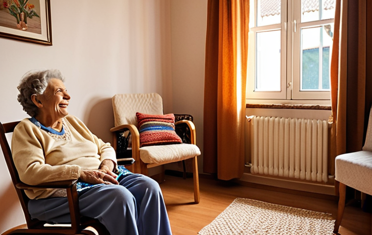 **
Prompt: "Cozy, well-lit room in a care home. An elderly woman sits in an armchair, surrounded by personal belongings: framed photos, a knitted blanket. A caregiver is talking to her with a warm smile. Natural light fills the room. Focus on creating a comforting and welcoming atmosphere. Interior design inspired by a typical Portuguese 'casa de vó'."
**