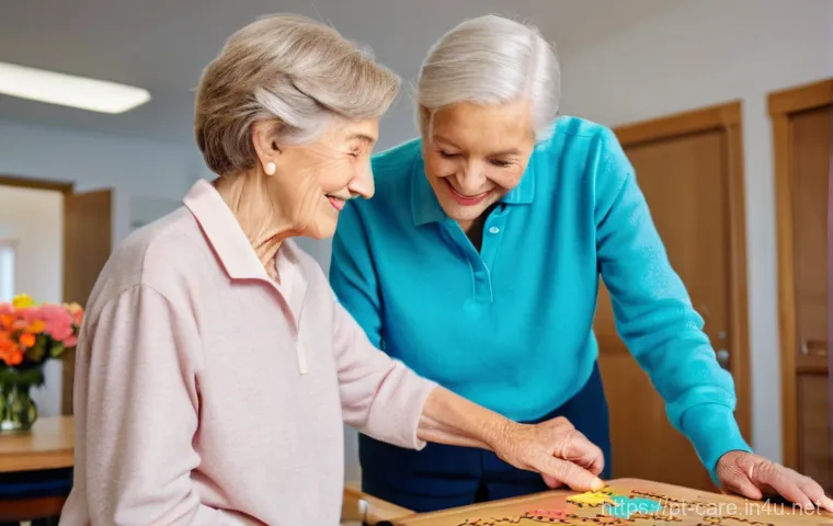 요양병원에서 제공하는 재활치료 - **Prompt:** A heartwarming scene of an active senior woman, approximately 75 years old, with a gentl...