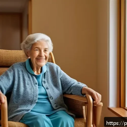 Home 30 치매 환자 요양 프로그램 - A warm and well-lit living room adapted for elderly dementia patients in a Brazilian home setting, f...
